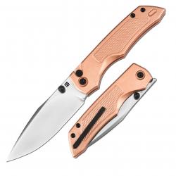 Couteau Artisan Wizard Copper Series Lame Acier S90V Manche Cuivre Button Lock IKBS ATZ1870GCO