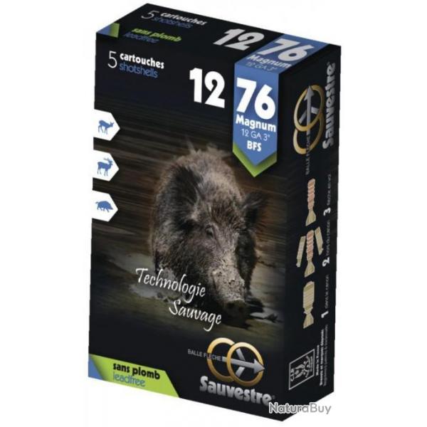 Munitions Sauvestre balle flche Magnum Sans Plomb Cal. 12/76 21gr par 5