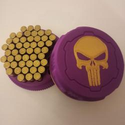 Boîte à munitions 22LR Fuchsia et dorée Punisher, capacité 55  (CZ Feinwerkbau Walther Tikka Rossi)