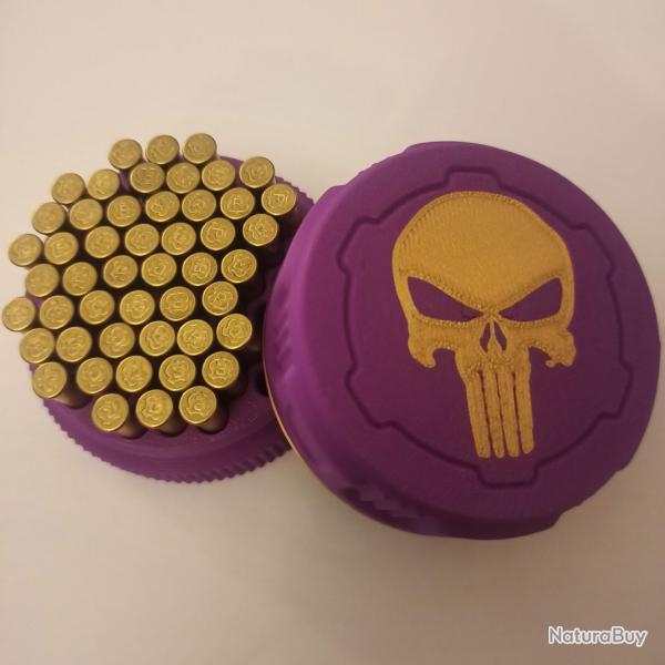 Bote  munitions 22LR Fuchsia et dore Punisher, capacit 55  (CZ Feinwerkbau Walther Tikka Rossi)