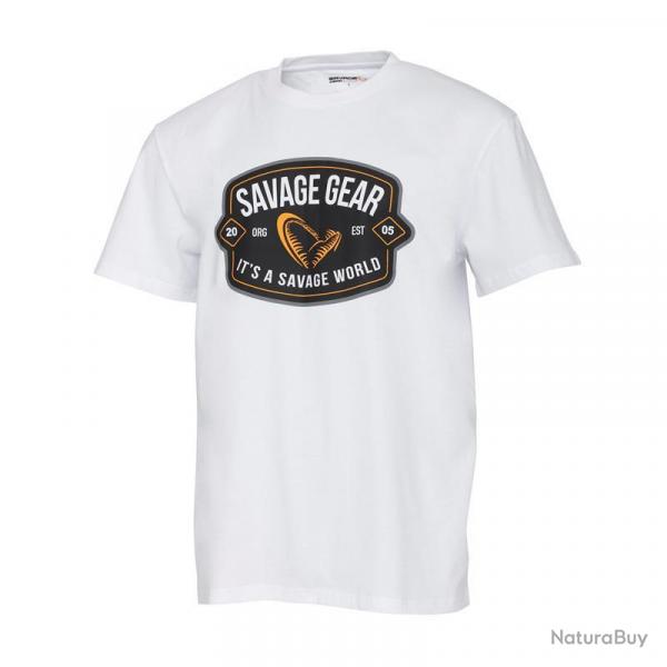 T-shirt Homme Savage Gear Badge Logo Tee White XXL