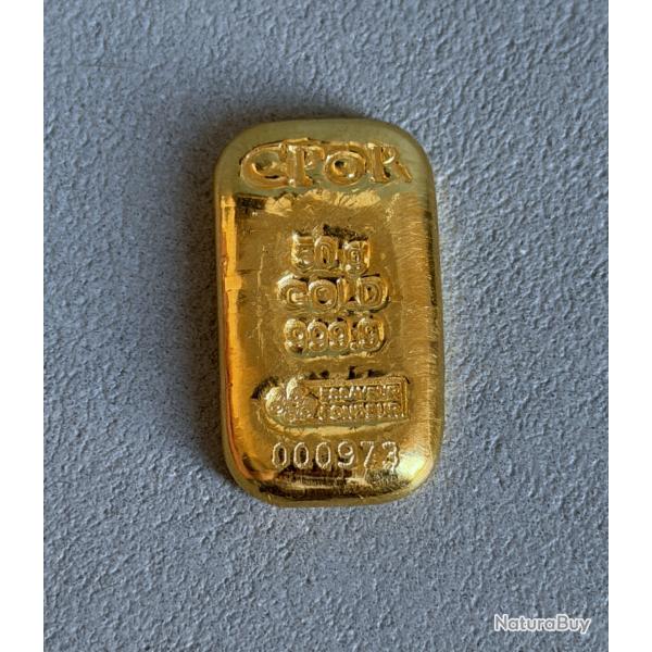 Lingot en or pur 999 - 50 g - numrot avec certificat - Ralis par PAMP, fondeur Suisse,pour CPor