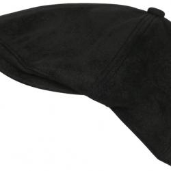 Beret Casquette Gavroche Cuir Noir Suedine Vintage Ajustable Nylro Taille unique Noir