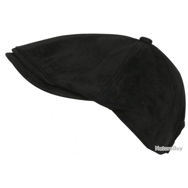 Beret Casquette Gavroche Cuir Noir Suedine Vintage Ajustable Nylro Taille unique Noir