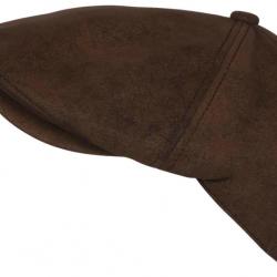 Beret Casquette Gavroche Cuir Marron Vintage en Suedine Ajustable Nylro Taille unique Marron