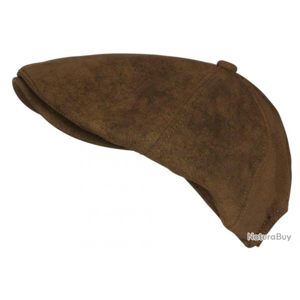 Beret Casquette Gavroche Cuir Marron Clair Rtro en Suedine Ajustable Nylro Taille unique Marron