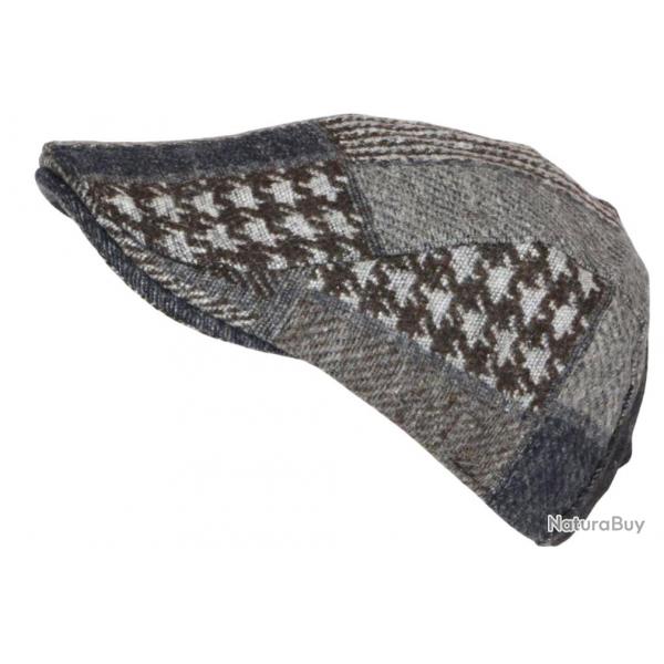 Bret Casquette Bleue et Grise en Laine Patchwork Style Anglais Windsaur Taille unique Bleu