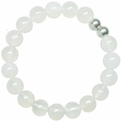 Bracelet en agate blanche - Perles rondes 10 mm
