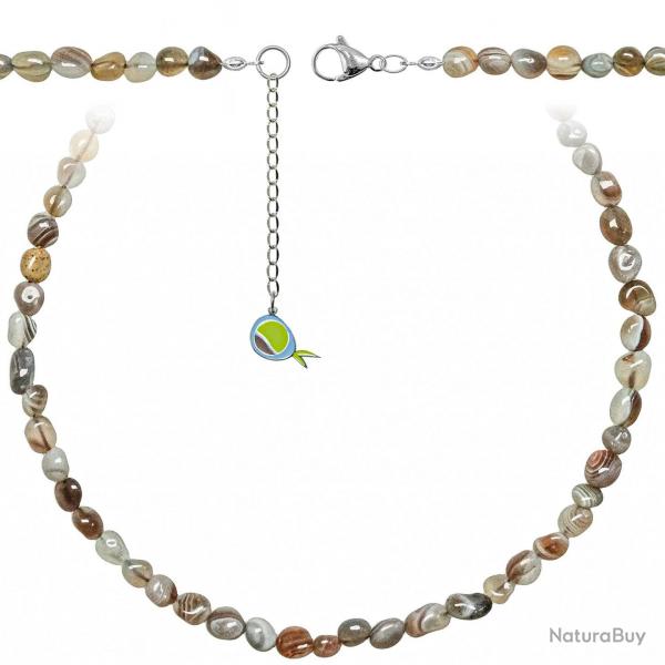 Collier en agate de Botswana - Perles roules 5  8 mm - 55 cm