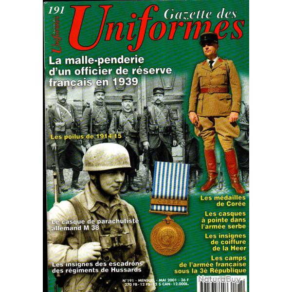 gazette des uniformes 191 mdailles de core, casque parachutiste m 38, poilus 14-15, hussards insig
