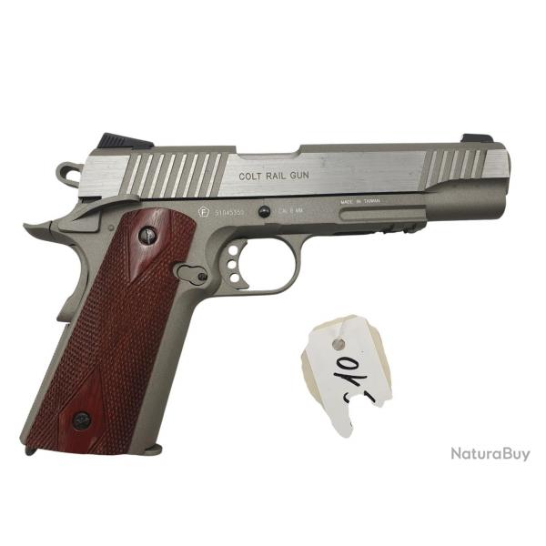 AIRGUN PISTOLET A BILLES COLT 1911 RAIL GUN CAL.6MM BILLES AIRSOFT