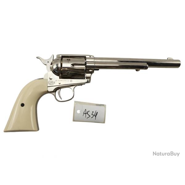 AIRGUN REVOLVER COLT 1873 SAA NICKELE CAL.4.5DIABOLO UMAREX CANON 7.5 POUCES