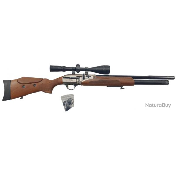 OCCASION AIRGUN - CARABINE HATSAN PCP GALATIAN WOOD CAL.6.35 + LUNETTE + CHARGEURS