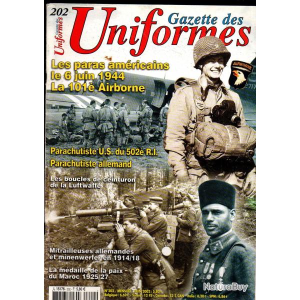 gazette des uniformes 202, mdaille du maroc 25-27, 101 airborne, boucles de ceinturon aviation ger