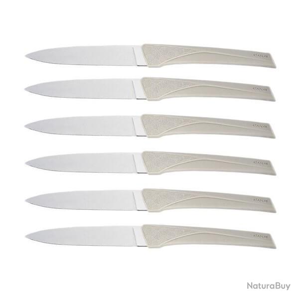 Coffret 6 couteaux de table Florinox "Kiana" beige ficelle KIA6.F