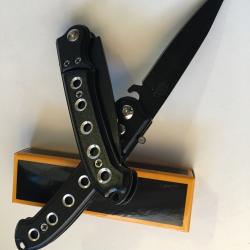 Petit Couteau Automatique Lame Acier Fine 8 Cm Manche En Acier / Trous 9,5 Cm Outdoor