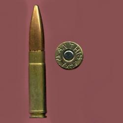 12.7 x 57 ANTHIS - TRES RARE cartouche française de Sniper - marquage : ANTHIS 12.7 x 57