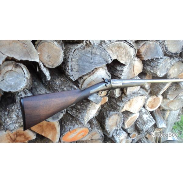 fusil anglais  a percussion mono coup cal 12 / 65 poudre noire canon damas  ( tres bon tat )