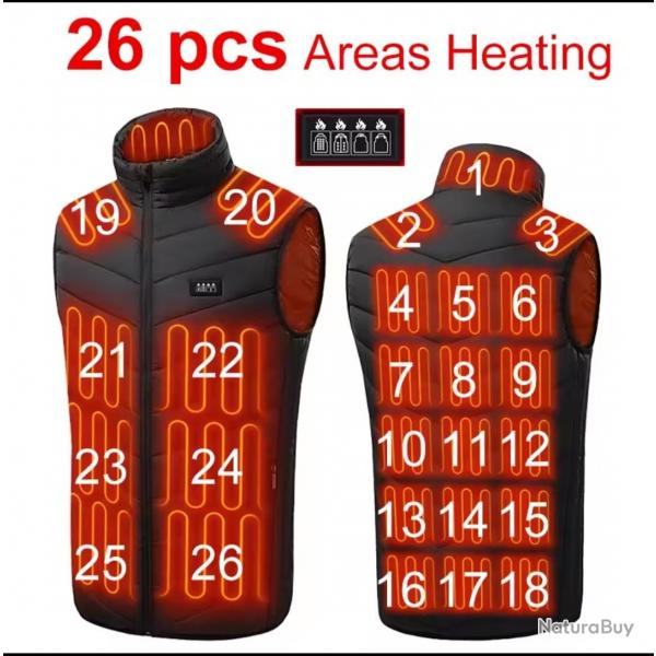 VESTE CHAUFFANTE LECTRIQUE AVEC BATTERIE INCLUSE 20 000MAH 26 ZONES CHAUFFANTES