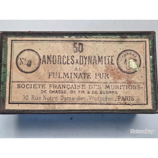 Une belle boite en fer laquée pour Amorces à Dinamite No 4 /1Gr Par SFM Paris