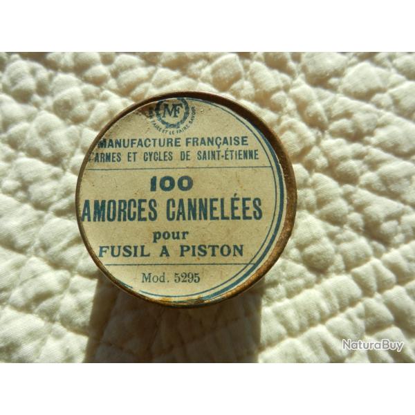 bote mtal Manu France de 100 amorces canneles pour fusil  piston