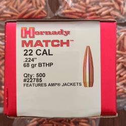500 Ogives hornady 68gr bthp ref 2278 .224