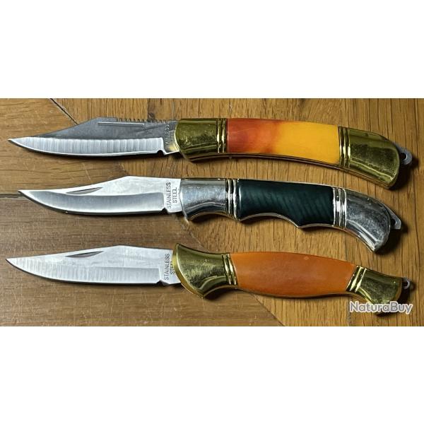 LOT DE 3 COUTEAUX ouverture manuelle
