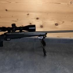 Sako S20 7mm Rem  trou de pouce, busc réglable, montée Element Optics 5-25×56  silencieux + bipied