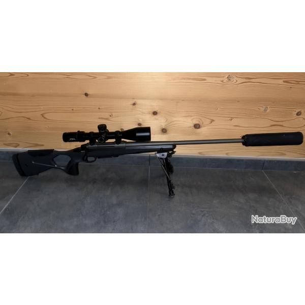 Sako S20 7mm Rem  trou de pouce, busc rglable, monte Element Optics 5-2556  silencieux + bipied