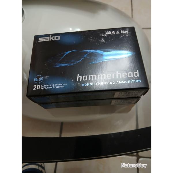 Balle sako hammerhead 220 grains 14,3 g   lot  de 2 botes de 20 munitions  calibre 300wm