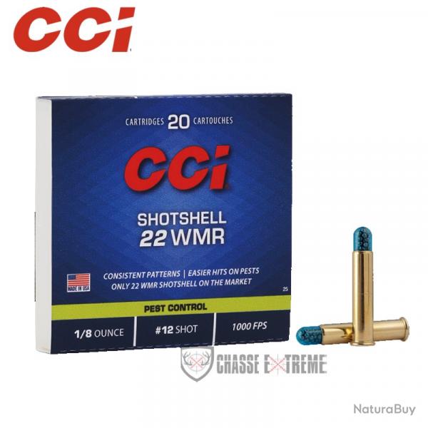 20 Munitions CCI Shotshell Cal 22Wmr Plomb 12