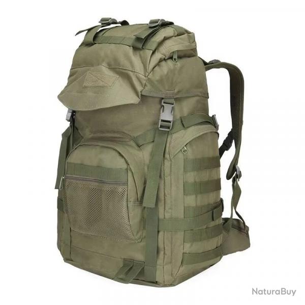 Sac  Dos Tactique Militaire Molle 60L Nylon Etanche Grande Capacit Randonne Chasse plein air Vert