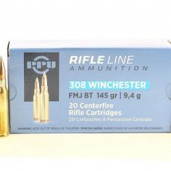 Boite de munition PPU/Partizan 308 FMJ BT 145GR 9.4G x20