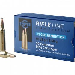 Boite de munition PPU/Partizan 22-250 SP 55GR 3,56G x20