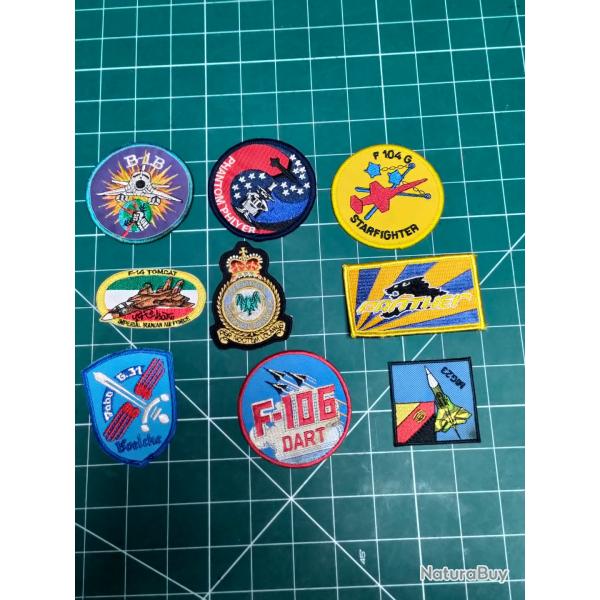 LOT DE 9 PATCHS, ECUSSONS TISSU, AVIATION , AERONAVALE, FRANCE ,USA
