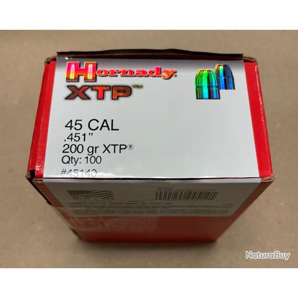 100 Ogives Hornady XTP Cal.45 - 200 gr - #45140