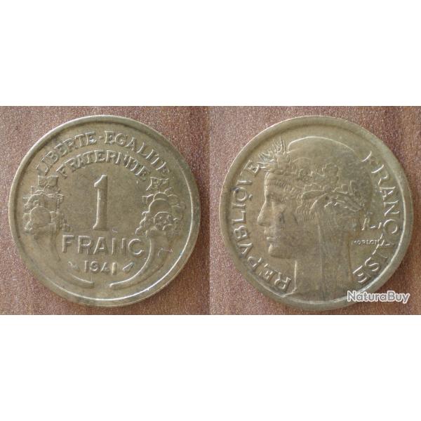 France 1 Franc 1941 Morlon Piece Tete de Laurier Francs