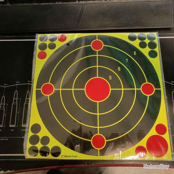 10 GRANDES CIBLES RÉACTIVES AUTOCOLLANTES AVEC PATCHES