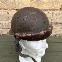 Casque complet troupe motorisée tankiste France Modèle 35 WW2 Original