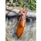 petites annonces chasse pêche : couteau de cou d'artisan / manche ronce de noyer / fourreau cuir