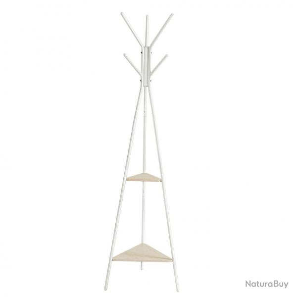 Portemanteau sur pieds portant meuble d'entre style industriel avec 2 tagres pour vtements chap