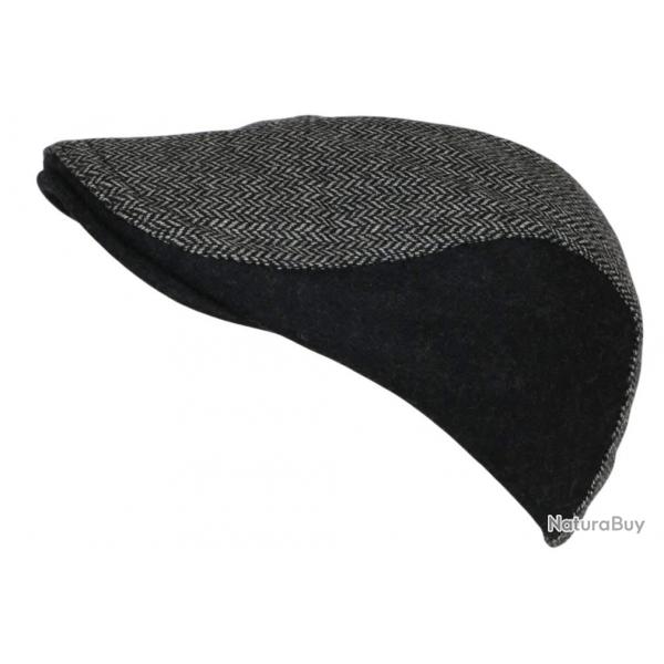 Bret Casquette Noire en Laine Mode Anglaise Tweed Vintage Rglable Morytz Taille unique Noir