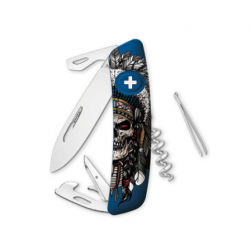 Couteau Suisse Swiza D03 Indian Skull - Multifonction, Design Lee Va | Réf. KNB.0030.H014