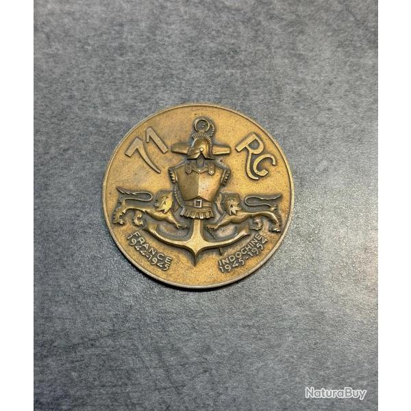 Mdaille de table militaire franais 71e Rgiment