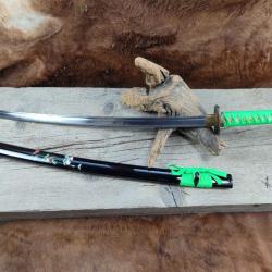 KATANA VÉRITABLE SABRE FORGÉ A LA MAIN EN ACIER 1095 AIGUISÉE GALUCHAT NATUREL VERT