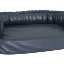 Lit chien ergonomique bleu foncé 88x65 cm similicuir mousse confortable entretien facile