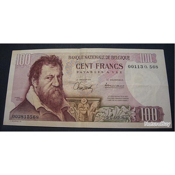 Belgique billet de 100 francs du 21-02-1962 (Lambert Lombard)