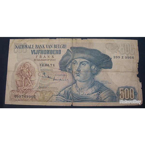 Belgique billet de 500 francs ( B.van Orlay) du 14-4-1971 tb