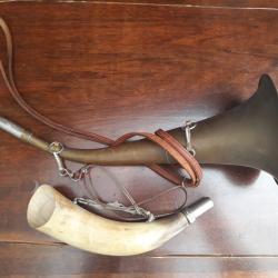 2 cornes d appel trompe chasse,foret, battues au sangliers,venerie, cynegetique