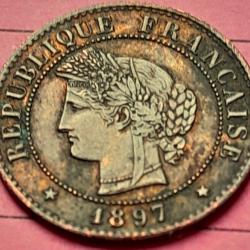 PIECE DE MONNAIE FRANCE 1 CENTIME CERES 1897  PARIS
